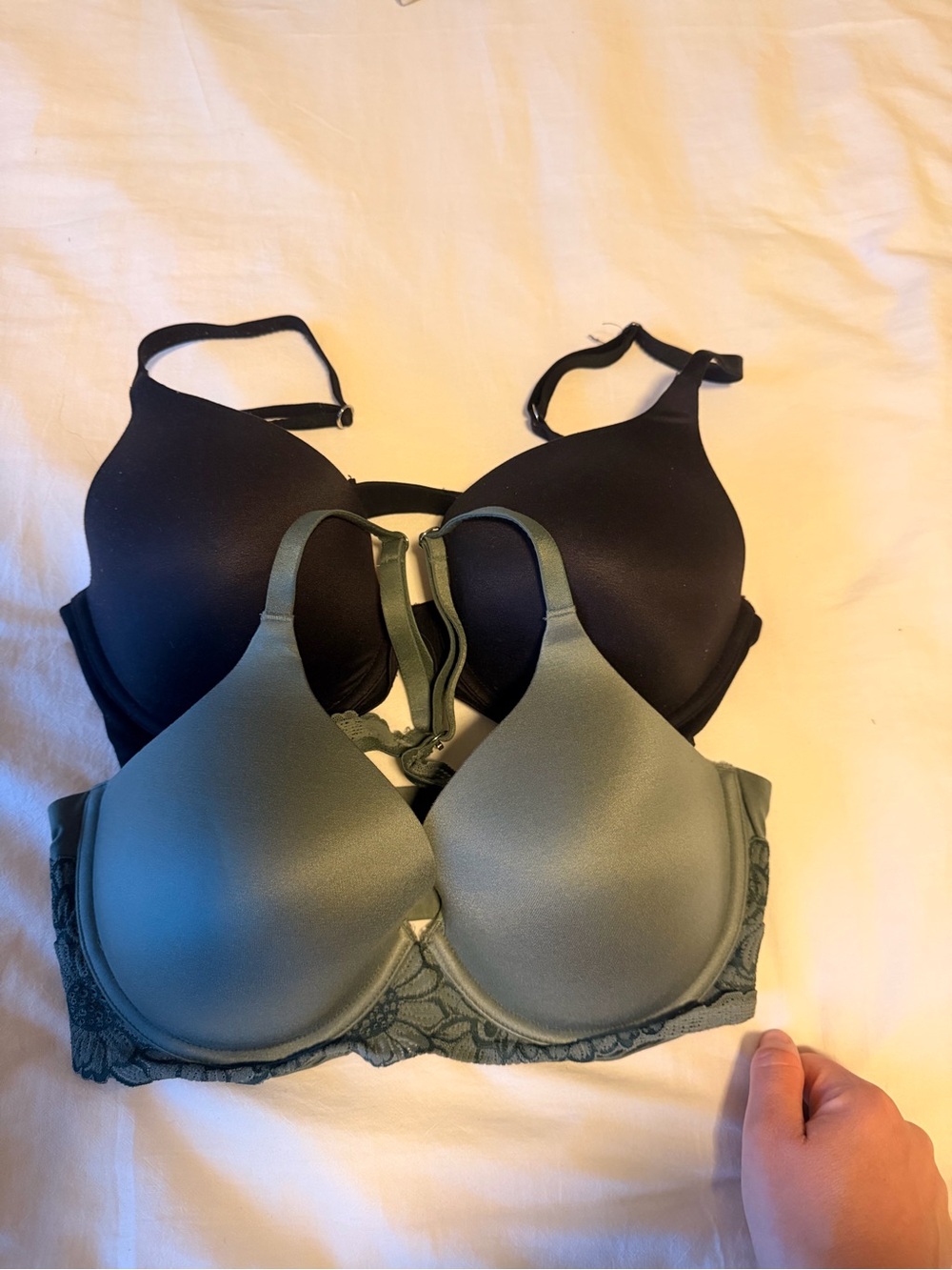 Lot of 2 Aerie Sunnie Full Coverage Bras | 34DD | Green Racerback and Black